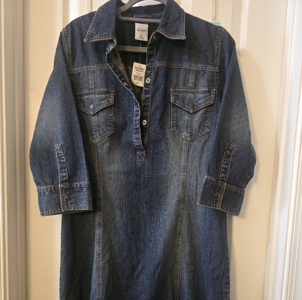 Old Navy Blue Denim Long Sleeve Dress
